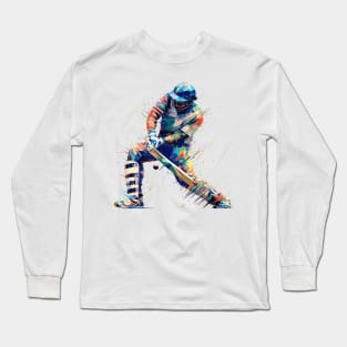 Cricket Player Sport Game Champion Competition Abstract Long Sleeve T-Shirt